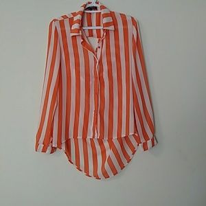 Orange and white pinstripe shirt